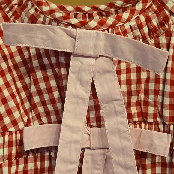 DAMSON MADDER Dakota Red Gingham Bow Midi Dress EU 8/US 4 - Picture 6 of 13